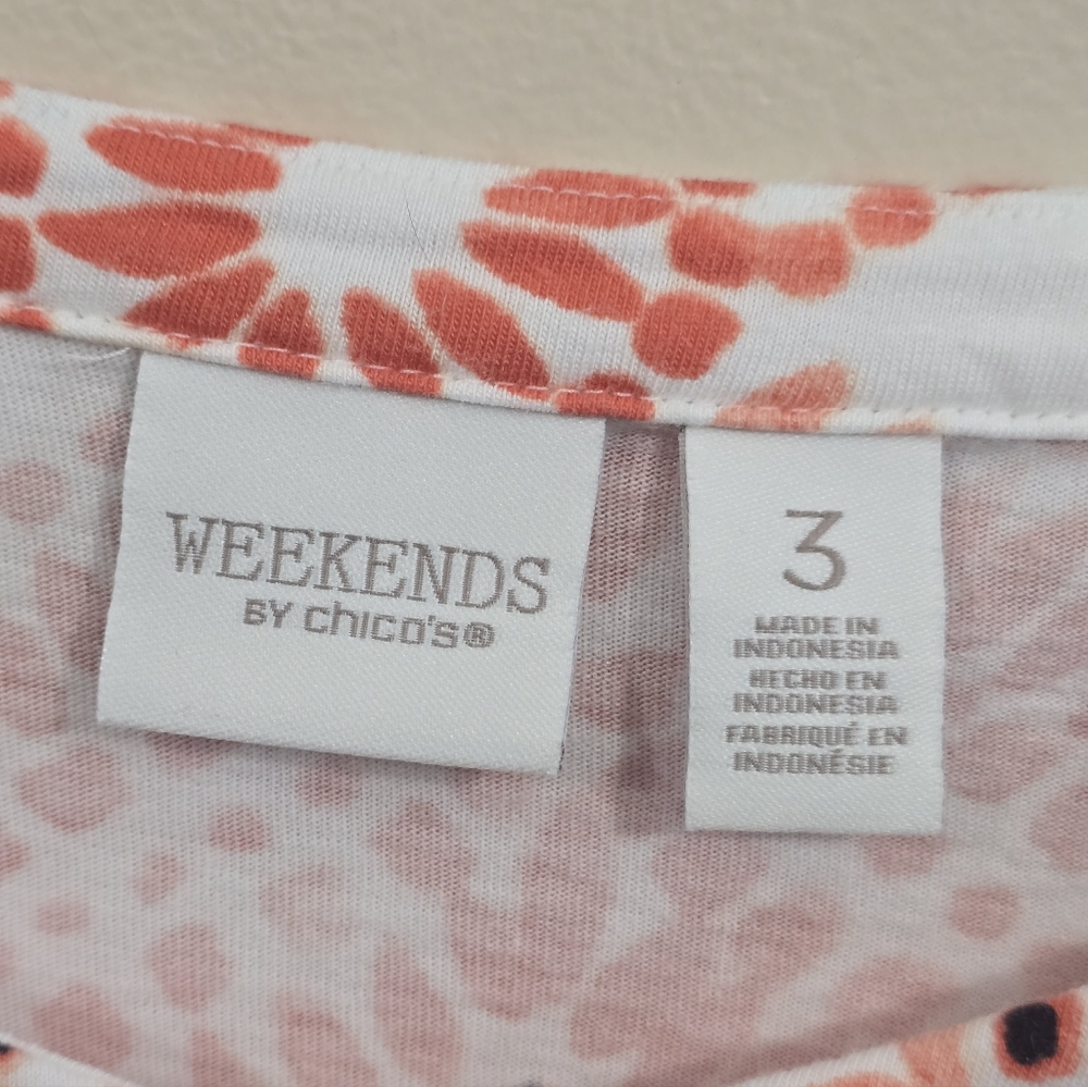 Chico's Pattern Short Sleeve Peephole Top - Picture 6 of 7